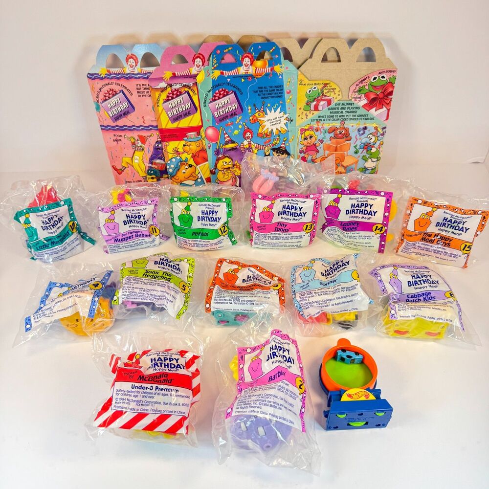 90s McDonalds Happy Birthday Train  Happy Meal Toy Set | 1994 Near Complete + U3